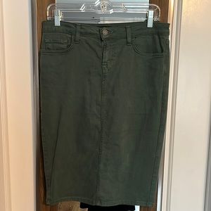 Stretch denim pencil skirt